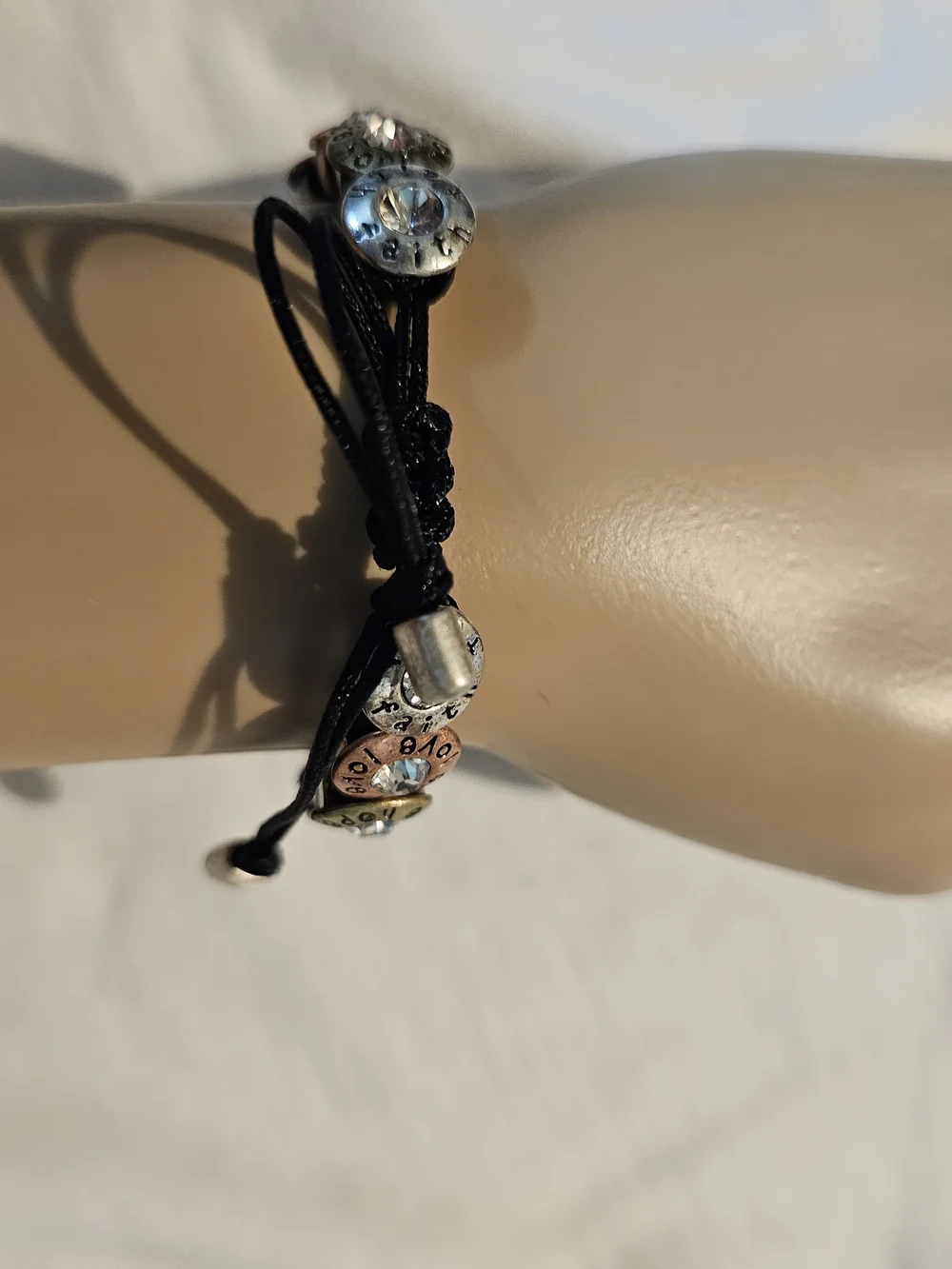 Mixed Metal 'Love' Crystal Stretch Bracelet - Women's Jewelry